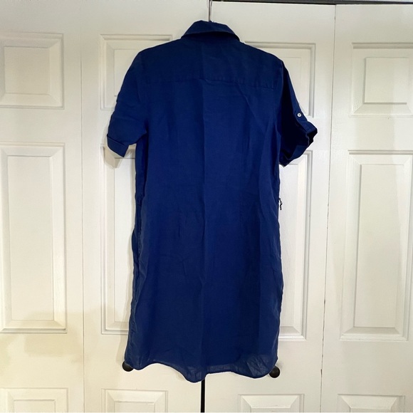 UNTUCKit Navy Blue Short Sleeve Nancy Linen Knee Length Dress Size 8 No Belt - Picture 5 of 10